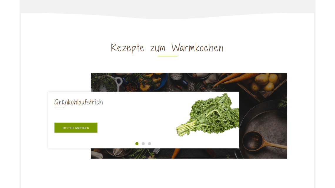 Screenshot des Grünkram-Rezepte-Sliders